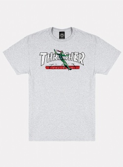 Thrasher Red curb by lsd worldpeace tee Ash grey