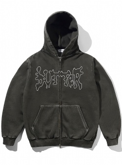 Butter Goods Blotch zip thru hood Washed black