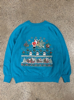 Sportif Vintage Sparkling christmas crew XL, Turquoise