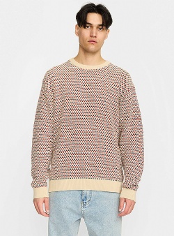 Revolution Pattern loose knit sweater Red