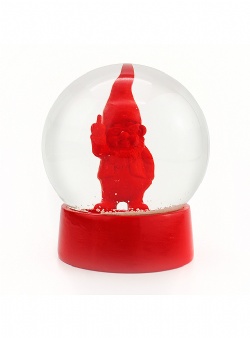 Winkee Naughty gnome snow globe Red