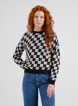 Dedicated Arendal pepita cats sweater Oat white