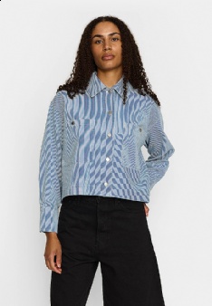 Selfhood Cropped shirt workstripe Blue