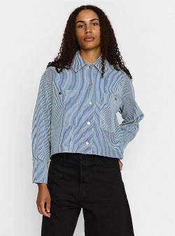 Selfhood Cropped shirt workstripe Blue