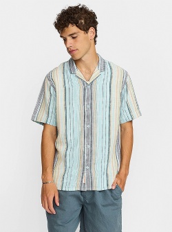 Revolution Weave short sleeved cuban shirt Blue