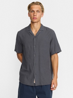Revolution Structured short sleeved cuban shirt Dark grey