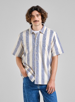 Dedicated Brantevik floral stripe shirt Blue