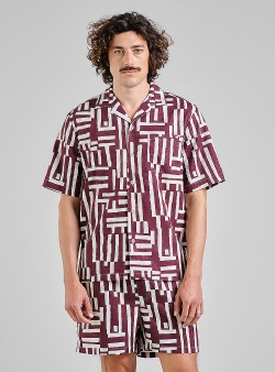 Dedicated Marstrand lines and sticks shirt Fig red