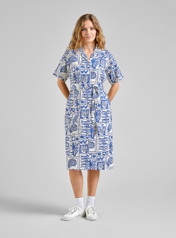 Dedicated Orrefors ocean squares shirt dress Oat white