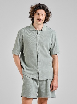 Dedicated Falkvik shirt waffle Iceberg green