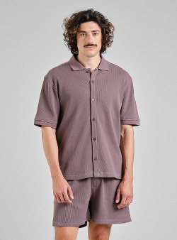 Dedicated Falkvik shirt waffle Sparrow brown