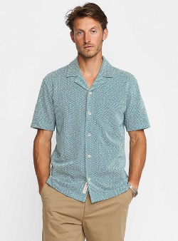 Revolution Jaquard short sleeved cuban shirt Dustblue