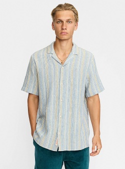 Revolution Woven short sleeved cuban shirt Blue