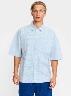 Revolution Striped oversize short sleeved shirt Blue