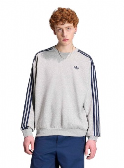 adidas originals 3 stripes crew Medium grey heather night indigo