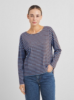Dedicated Humledal stripes top Cappuchino brown cornflower blue
