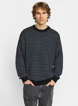 Revolution Pattern loose knit sweater Blue