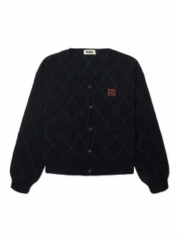 Woodbird Oni check cardigan Navy