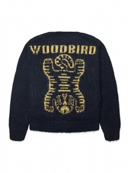 Woodbird Koon zip tiger cardigan Navy