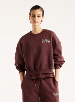 New Balance Trackside fleece crew w Cherry leather