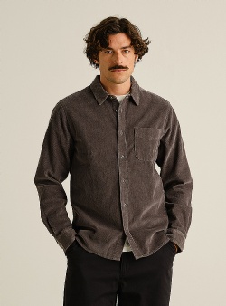 Dedicated Varberg corduroy shirt Rock grey
